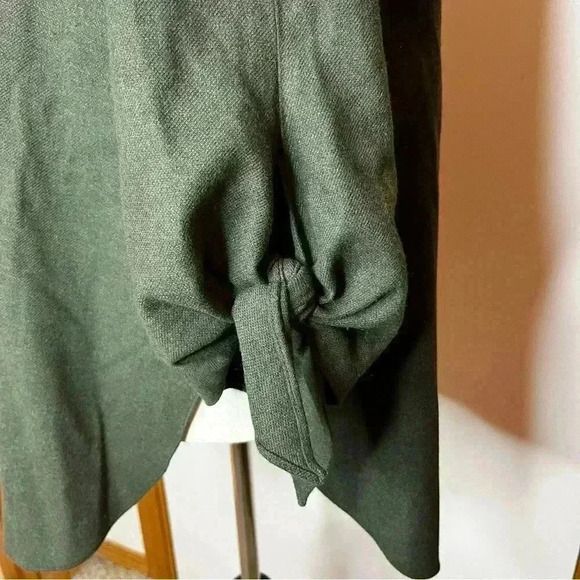 Tibi Wool Blend 3/4 Sleeve Shirt Women 4 Green Off Shoulder Rounded Neck Tunic - Picture 4 of 10